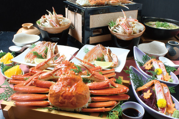 5908選べるかに2枚コース　夕日ヶ浦温泉花ゆうみ　＆　久美浜温泉湯元館