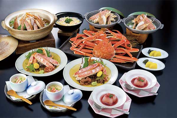 5908選べるかに2枚コース　夕日ヶ浦温泉花ゆうみ　＆　久美浜温泉湯元館