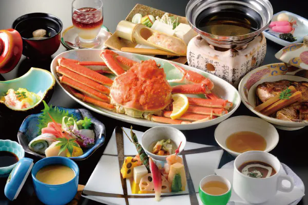 5912鳥取の湖上露天風呂の宿「望湖楼」でご入浴とカニ御膳を食す