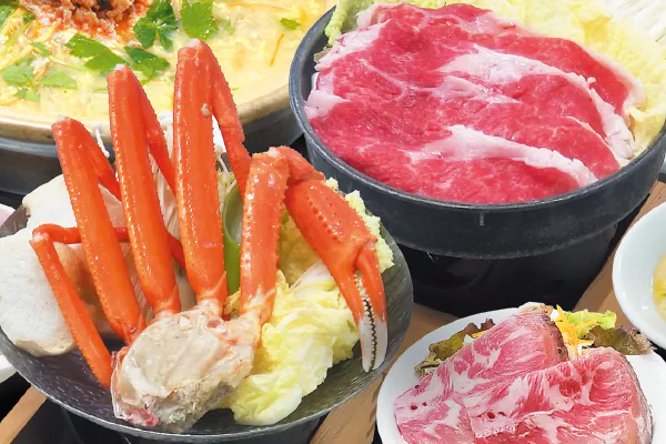 5923新春豪華5大お持ち帰り付! かに&国産牛ダブル鍋膳と豊臣秀吉を祀る豊国神社・出世稲荷