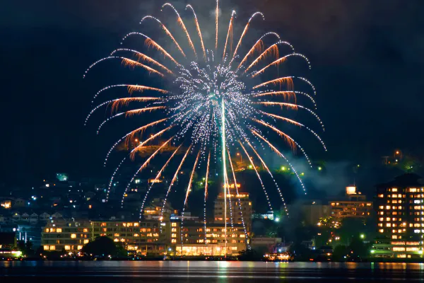 2870ホテル敷地内より観賞おごと温泉納涼花火大会